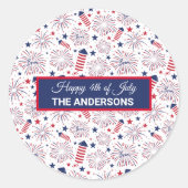 7月4日インディペンデンスデイBBQお祝い ラウンドシール (正面)