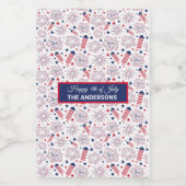 7月4日インディペンデンスデイBBQお祝い ワインラベル (シングルラベル)