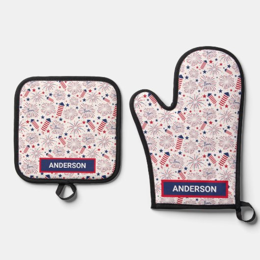 7月4日インディペンデンスデイBBQお祝い 鍋つかみ&鍋敷きセット (正面)