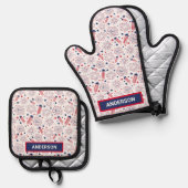 7月4日インディペンデンスデイBBQお祝い 鍋つかみ&鍋敷きセット (正面/裏面)