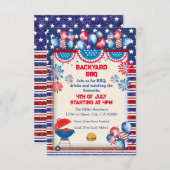 7月4日インディペンデンスデイBbqパーティーデザイン 招待状 (正面/裏面)