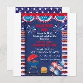 7月4日インディペンデンスデイBbqパーティーデザイン 招待状 (正面/裏面)