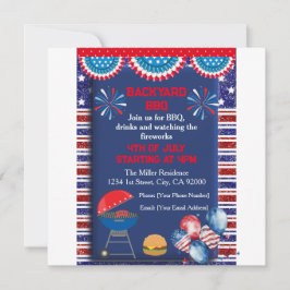 7月4日インディペンデンスデイBbqパーティーデザイン 招待状