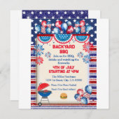 7月4日インディペンデンスデイBbqパーティーデザイン 招待状 (正面/裏面)