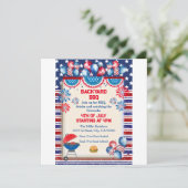 7月4日インディペンデンスデイBbqパーティーデザイン 招待状 (スタンド正面)