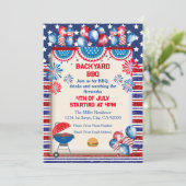 7月4日インディペンデンスデイBbqパーティーデザイン 招待状 (スタンド正面)