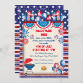 7月4日インディペンデンスデイBbqパーティーデザイン 招待状 (正面/裏面)