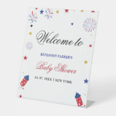 7月4日インディペンデンス赤ちゃんシャワー歓迎サイン 台座サイン (正面)