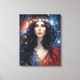 7月4日インディペンデンス・デイ・ウーマン・赤白青 キャンバスプリント