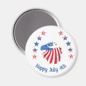 7月4日イーグルとミニアメリカ国旗 マグネット (正面/裏面)