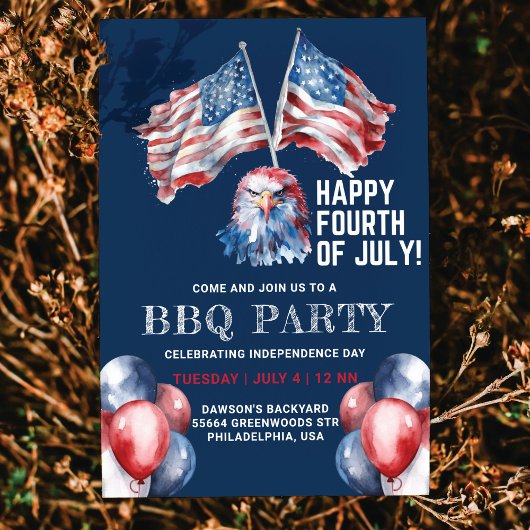 7月4日イーグルアメリカ国旗BBQパーティー 招待状
