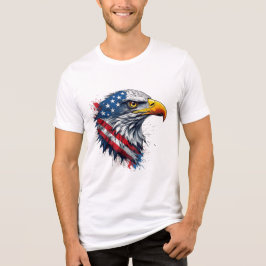 7月4日イーグルシャツ - 愛国USAデザイン トライブレンドTシャツ