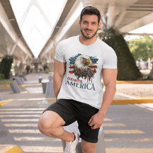 7月4日イーグル神祝福アメリカ男性Tシャツ