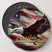 7月4日イーグル米州旗 缶バッジ (正面&裏面)