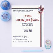 7月4日イーグル・アメリカ国旗のイラストレーション チラシ (シングル)