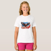 7月4日イーグル - 愛国アートデザイン Tシャツ (正面フル)