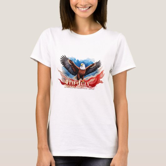7月4日イーグル - 愛国アートデザイン Tシャツ (正面)