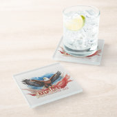 7月4日イーグル – 愛国芸術デザイン ガラスコースター (アングル)