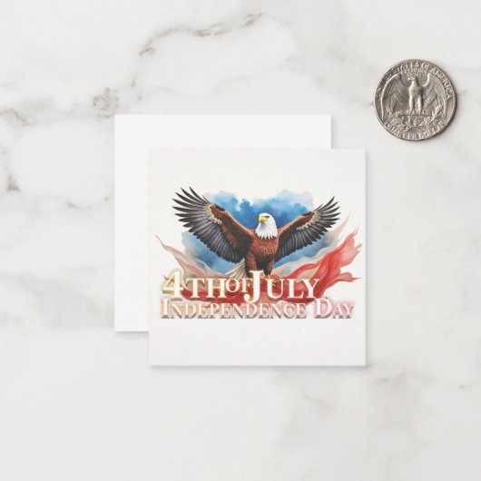 7月4日イーグル – 愛国芸術デザイン ノートカード (正面/裏面インサイチュ)