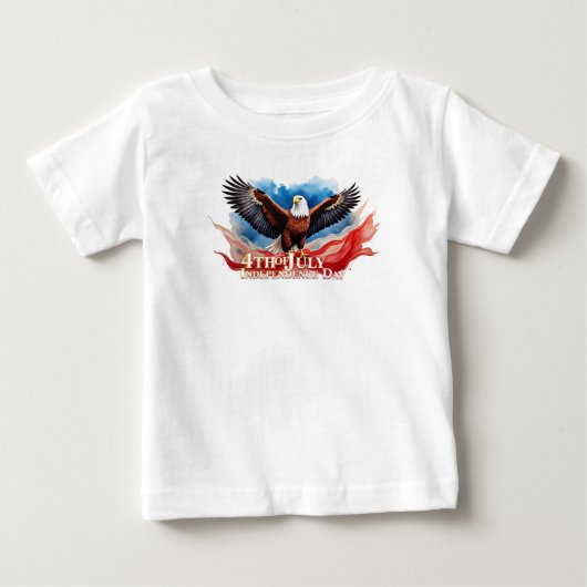 7月4日イーグル – 愛国芸術デザイン ベビーTシャツ (正面)