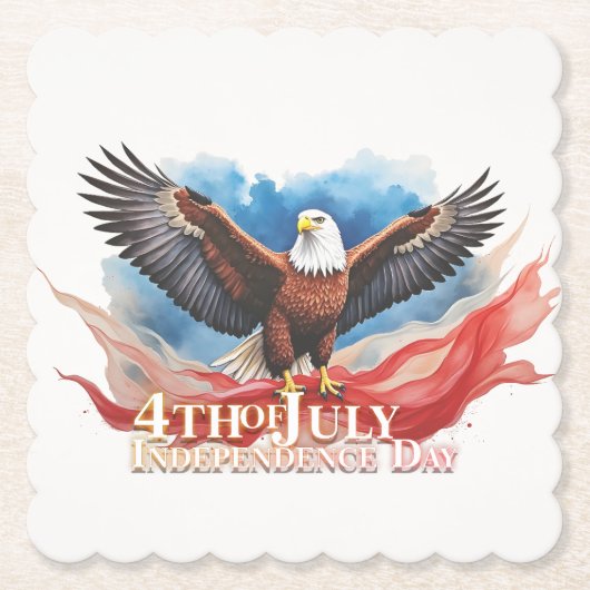 7月4日イーグル – 愛国芸術デザイン ペーパーコースター (正面)