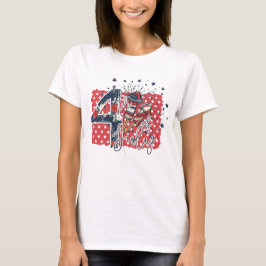 7月4日ウィメンズホワイトTシャツ Tシャツ