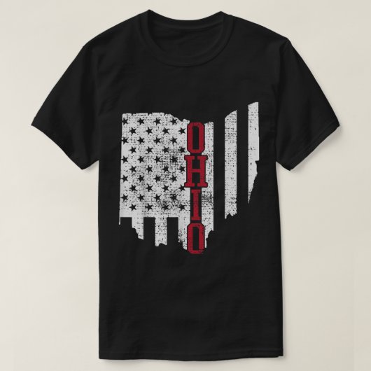 7月4日オハイオ州米国国旗の州ヴィンテージ Tシャツ (デザイン正面)