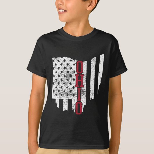 7月4日オハイオ州米国国旗の州ヴィンテージ Tシャツ (正面)