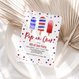 7月4日オンポップ・アートの赤白青氷ポップ 招待状