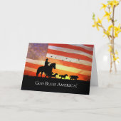 7月4日カウボーイ神祝福アメリカ カード (黄色い花)