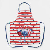 7月4日カクテルレッド&ホワイトストライプスターズ エプロン (正面)