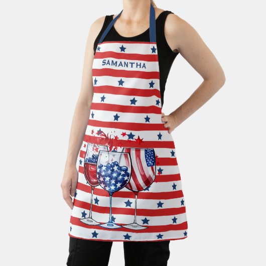 7月4日カクテルレッド&ホワイトストライプスターズ エプロン (インサイチュ)