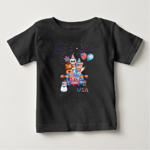 7月4日カーパンダベア&ライオン ベビーTシャツ