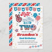 7月4日キッド2日バースデーパーティースマイル顔 招待状 (正面/裏面)