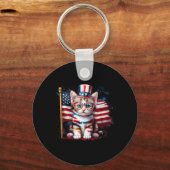 7月4日キティ猫アメリカ国旗アメリカ合衆国 キーホルダー (正面)