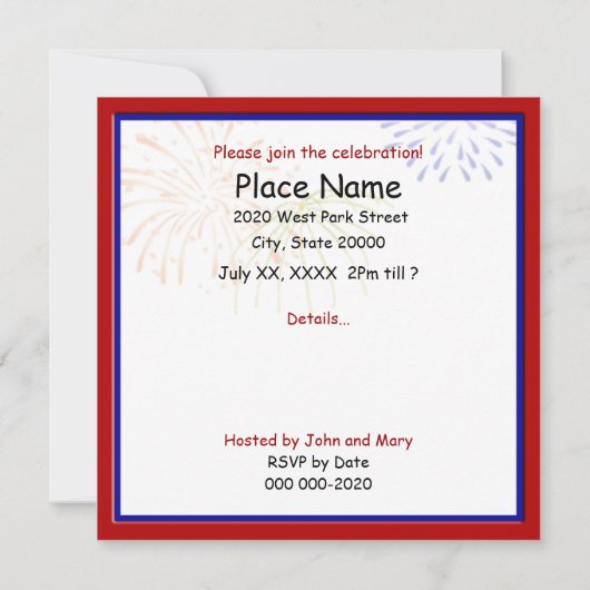 7月4日キャンプアウト招待状 招待状 (裏面)