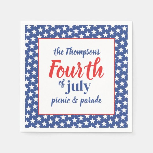 7月4日キュートサマーカスタム スタンダードカクテルナプキン (正面)