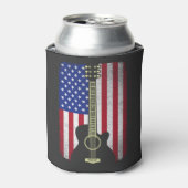 7月4日ギターミュージシャンアメリカ国旗 缶クーラー (缶正面)