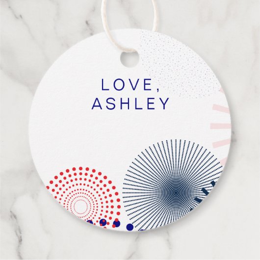 7月4日ギフトラベル花火モダンメッセージカード フェイバータグ (裏面)