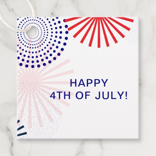 7月4日ギフトラベル花火モダンメッセージカード フェイバータグ (正面)