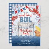 7月4日クロウフィッシュ魚介類の沸騰パーティの招待状 招待状 (正面/裏面)