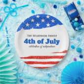 7月4日グリッター米国国旗 ペーパープレート (パーティー)