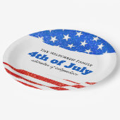 7月4日グリッター米国国旗 ペーパープレート (アングル)