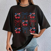 7月4日コケットBow Shirt, Patriotic USA Tee Tシャツ