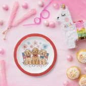 7月4日ゴールデンドール犬花火 ペーパープレート (パーティー)