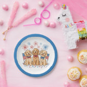 7月4日ゴールデンドール犬花火 ペーパープレート (パーティー)