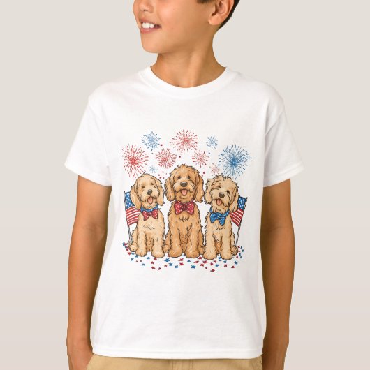 7月4日ゴールデンドール犬花火 Tシャツ (正面)