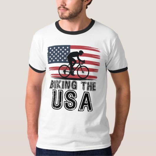 7月4日サイクリスト アメリカ自転車旅行 Tシャツ (正面)