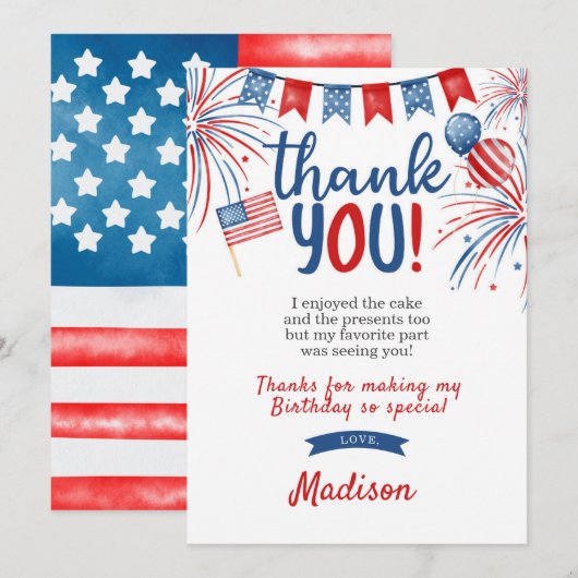 7月4日サンキューカード 招待状 (正面/裏面)