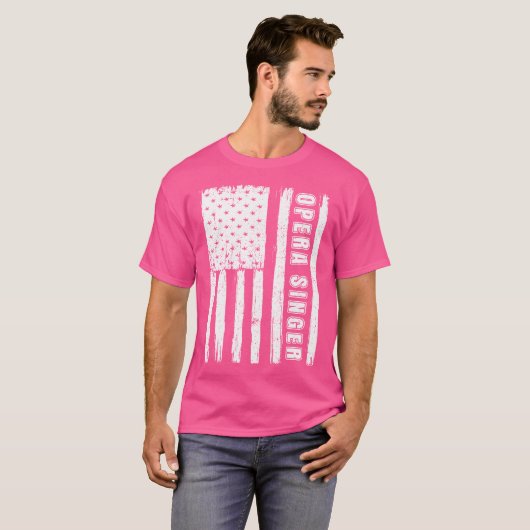 7月4日シャツア男性へメリカ国旗のオペラ Tシャツ (正面フル)